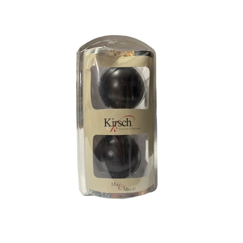 Kirsch Finials Curtain Rod End Pieces Round  Black‎  Fits 1 3/8